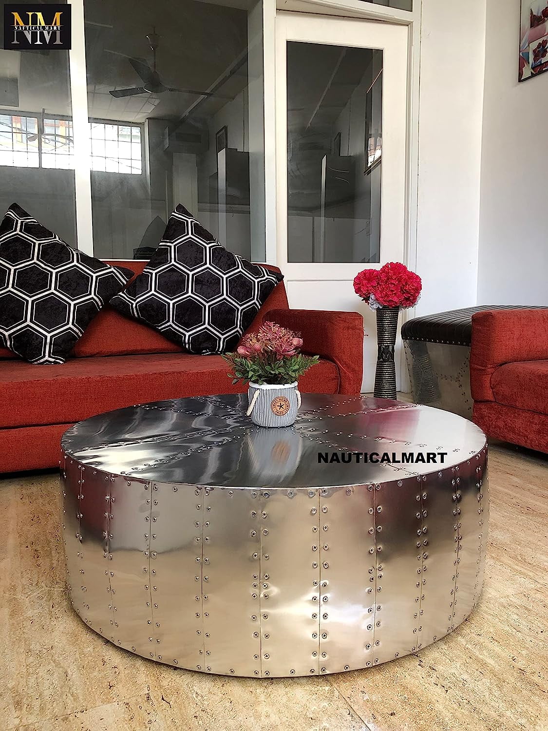 Aluminum Drum Shaped Coffee Table Z888