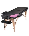 Portable Massage Table Wooden Frame Height Adjustment Black 3-Section T5266