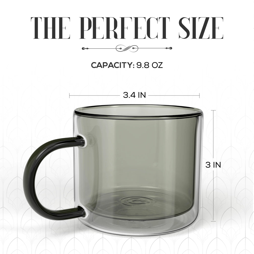 Gray Glass Coffee Mugs Set of 2 with Handle W317772