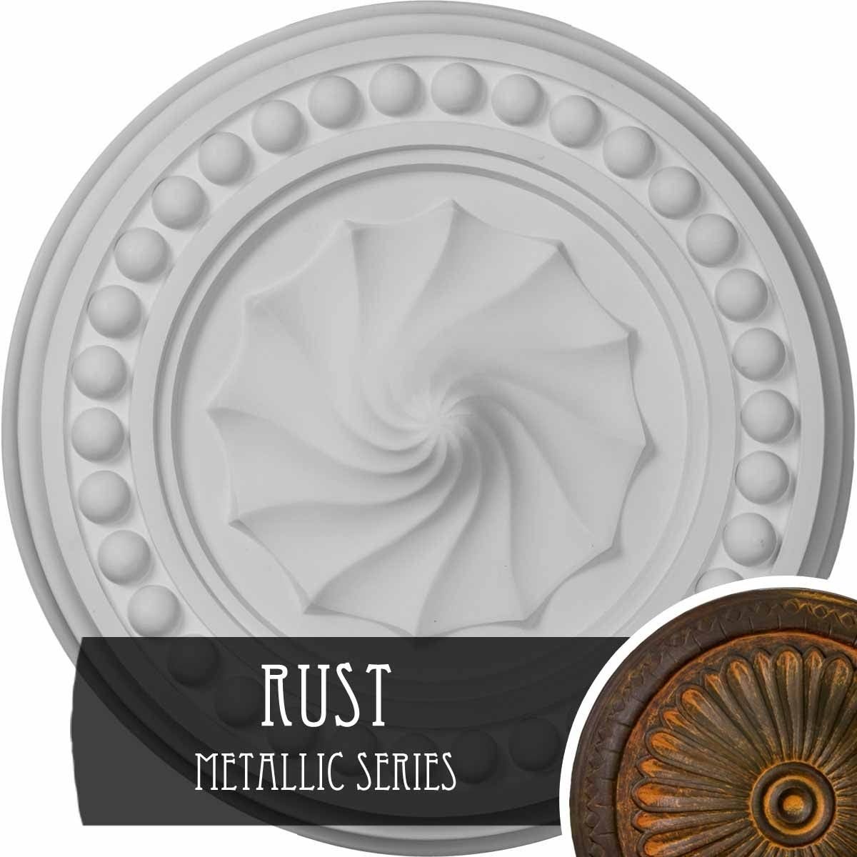 15 3/4 inch x 2 inch Shell Ceiling Medallion, Hand-Painted Rust L87124