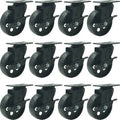 12 Black Metal Swivel Plate Caster Wheels with Brake Lock, 4 inch A13100