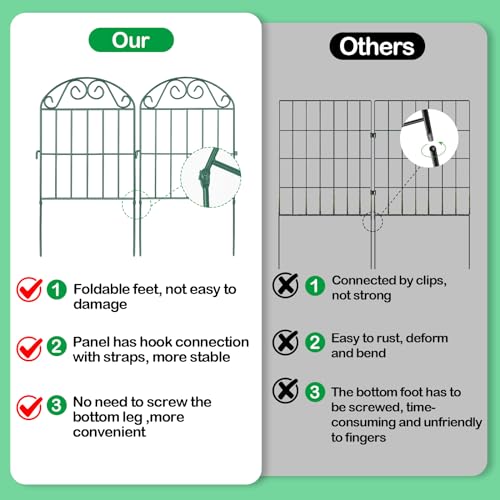 20 Panels Collapsible Garden Fence Animal Barrier, 22 Ft x 24 in Rustproof Metal Wire Panel, Green O1876