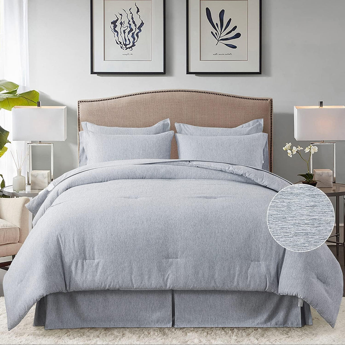 Cal King 8 Piece Cationic Dyeing Comforter Set V563759