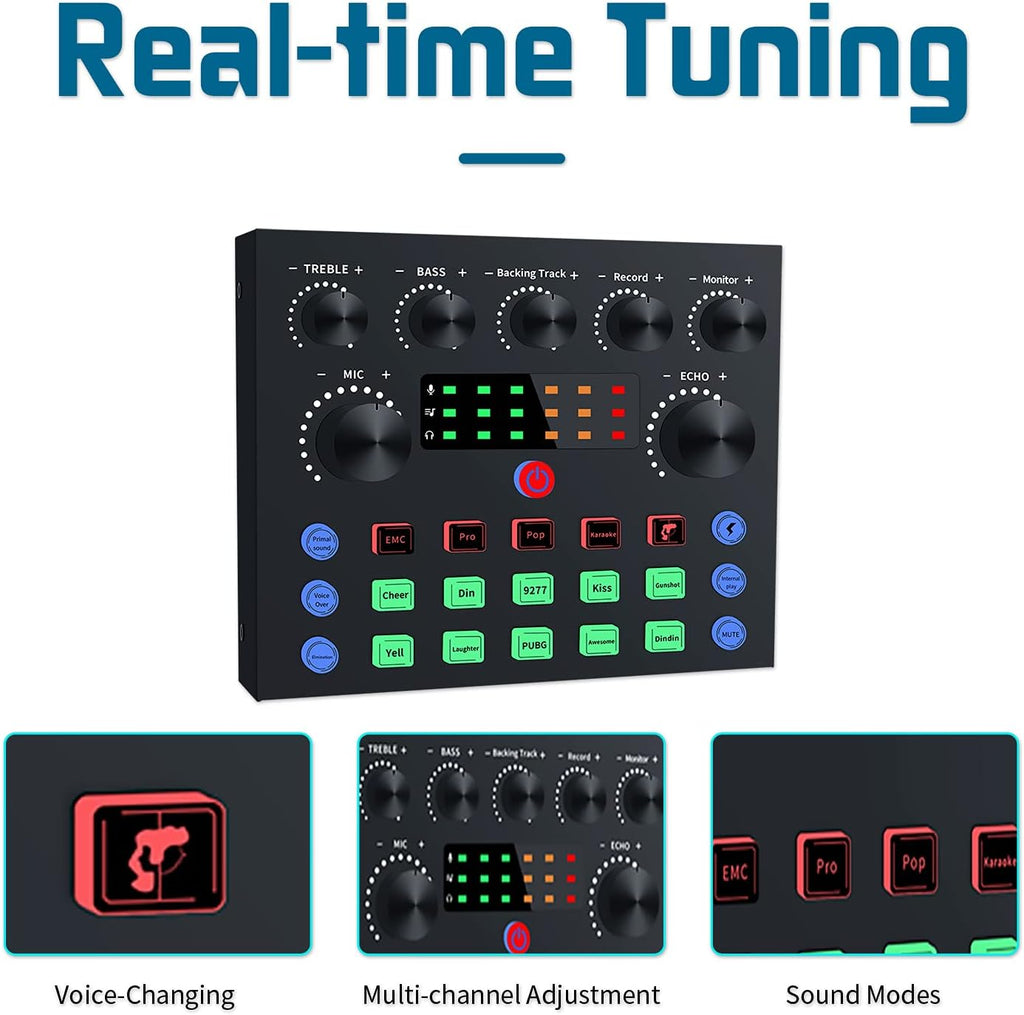 Podcast Equipment Bundle, Audio Interface with DJ Mixer and Studio Broadcast Microphone, Pack of 2 V179