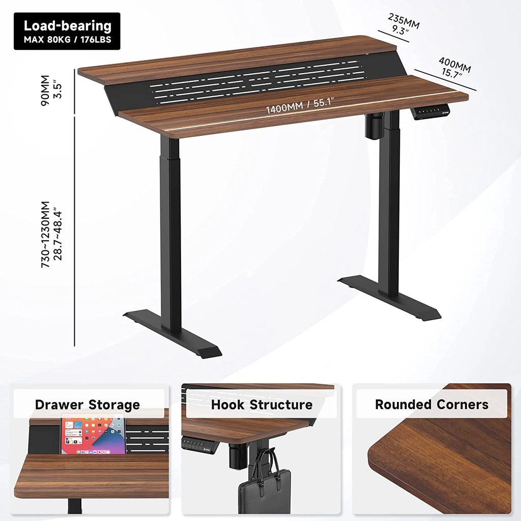 Electric Height Adjustable 55x24 Inches Standing Desk C801