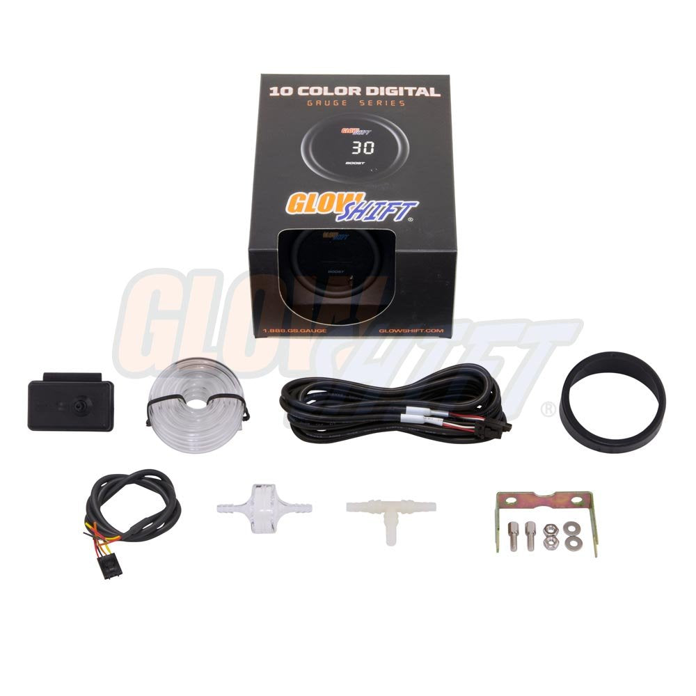 10 Color Digital 30 PSI Boost/Vacuum Gauge Kit with Electronic Pressure Sensor H819589
