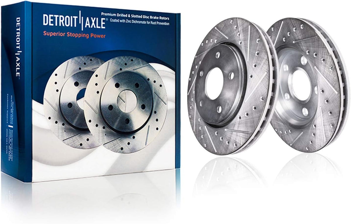 Front Drilled & Slotted Brake Kit Rotors & Ceramic Pads with Hardware & Cleaner for Ford Escape O4892