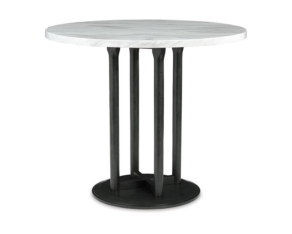 Black & White Faux Marble Round Counter Height Dining Table H27499