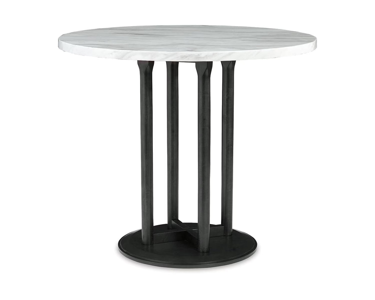 Black & White Faux Marble Round Counter Height Dining Table H27499