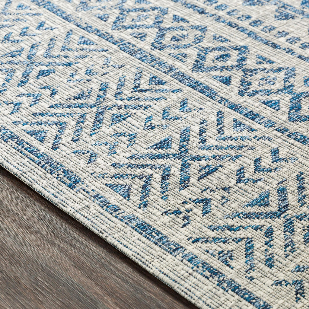 Dark Blue Oval Outdoor Area Rug I537