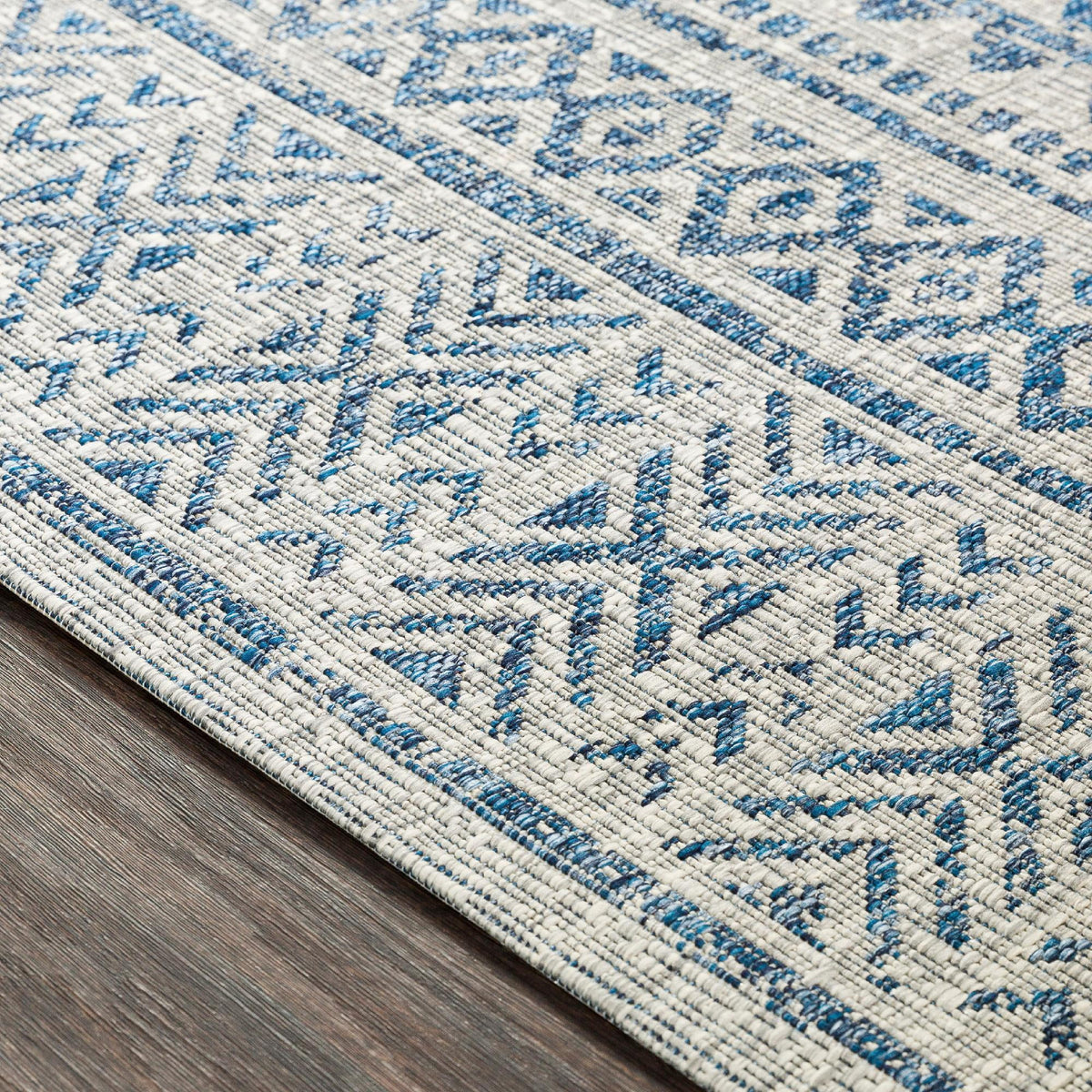 Dark Blue Oval Outdoor Area Rug I537