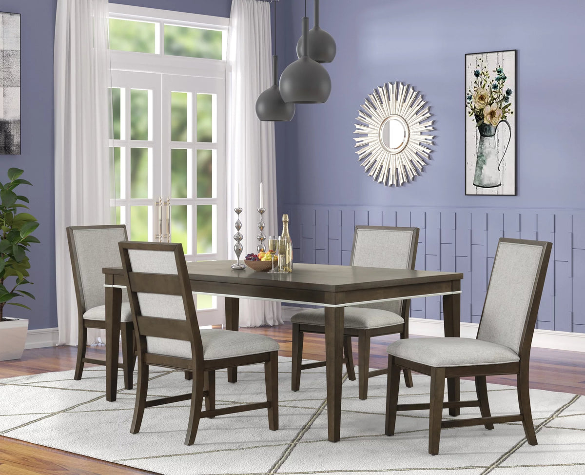 Gray Wood Dining Room Set Table with 4 Side Chairs X816