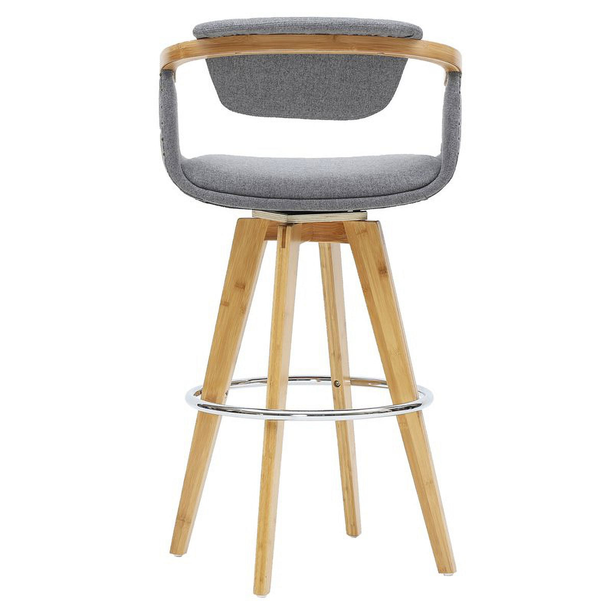 26" Fabric Bamboo Counter Stool in Gray/Natural W129