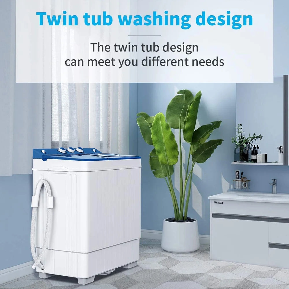 26 Lbs Twin Tub Portable Washing Machine with Wash and Spin Cycle C138