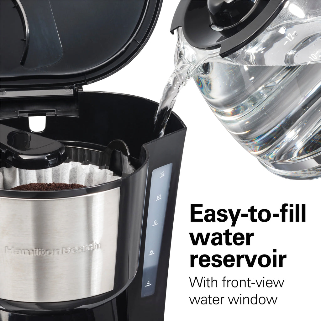 Programmable Coffee Maker, 12 Cups, Stainless Steel L65596