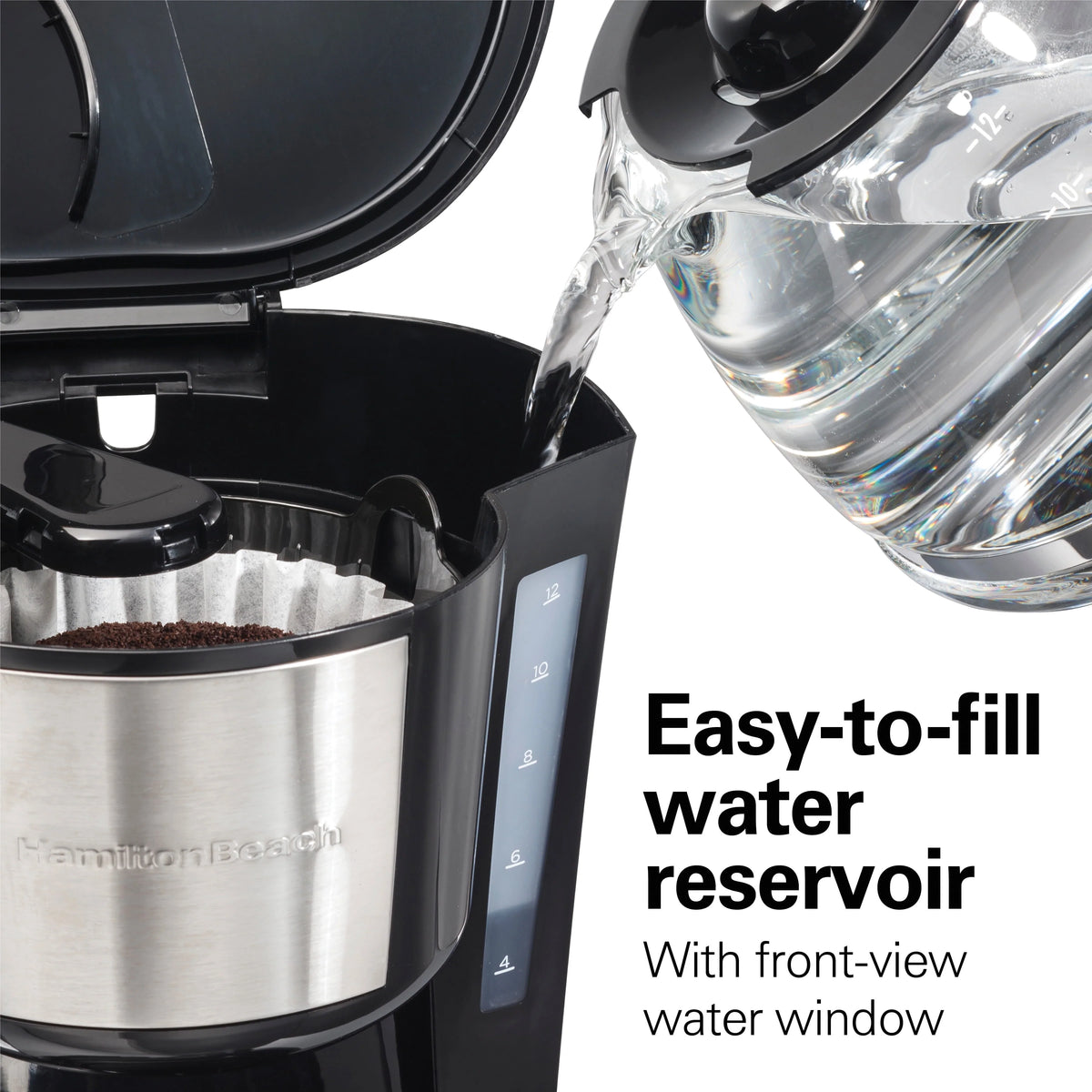 Programmable Coffee Maker, 12 Cups, Stainless Steel L65596
