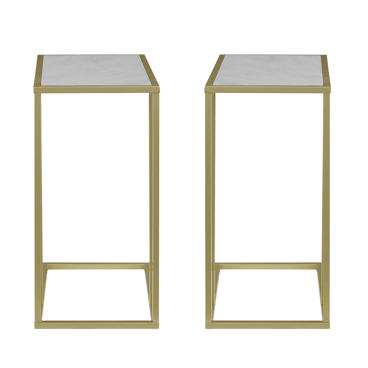 Set of 2 Faux White Marble Side Table W764