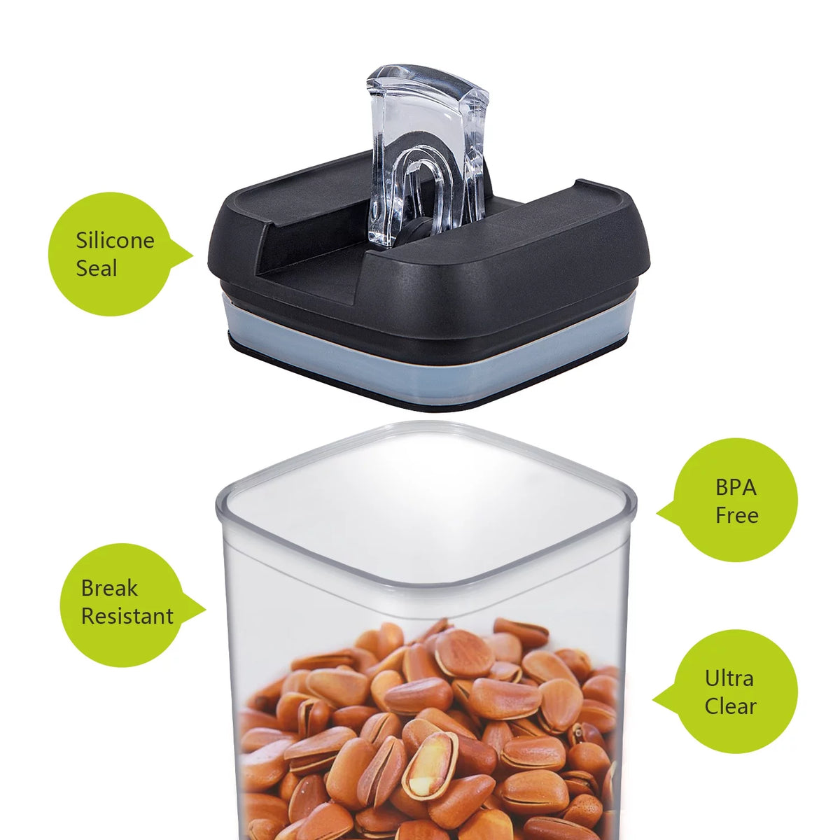 9 Pc Clear Plastic Airtight Food Container Set with Black Lid V27810