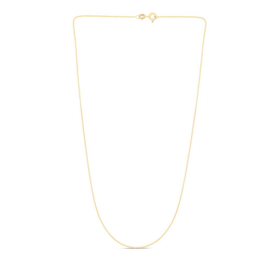 14K Yellow Gold 18in 0.6mm Diamond-Cut Wheat Chain N10094