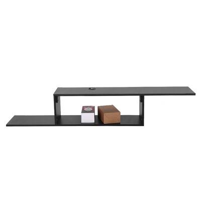 Asymmetrical Floating Wall Mounted TV Console 60 Inches MDF Black H13082