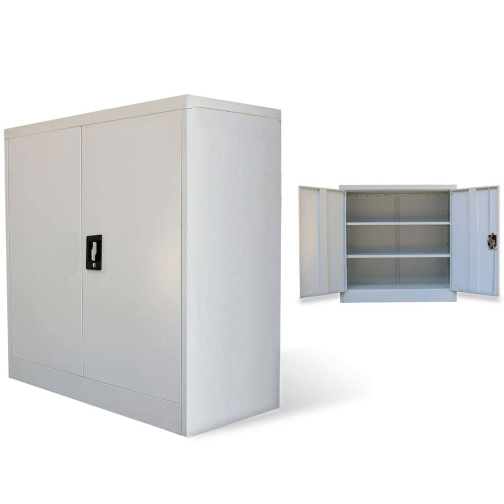 Gray Steel Office Cabinet with 2 Doors B4774