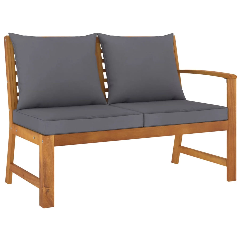 Dark Gray Cushion Solid Acacia Wood Garden Bench I855