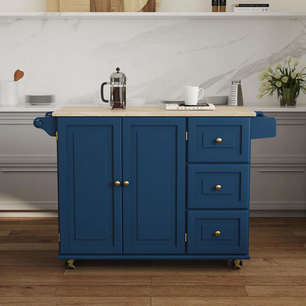 Blue Engineered Wood Kitchen Cart B368242