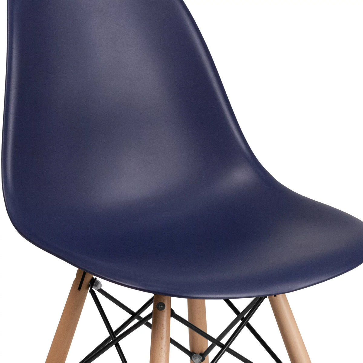 2 Pack Navy Plastic Chair with Wooden Legs K316