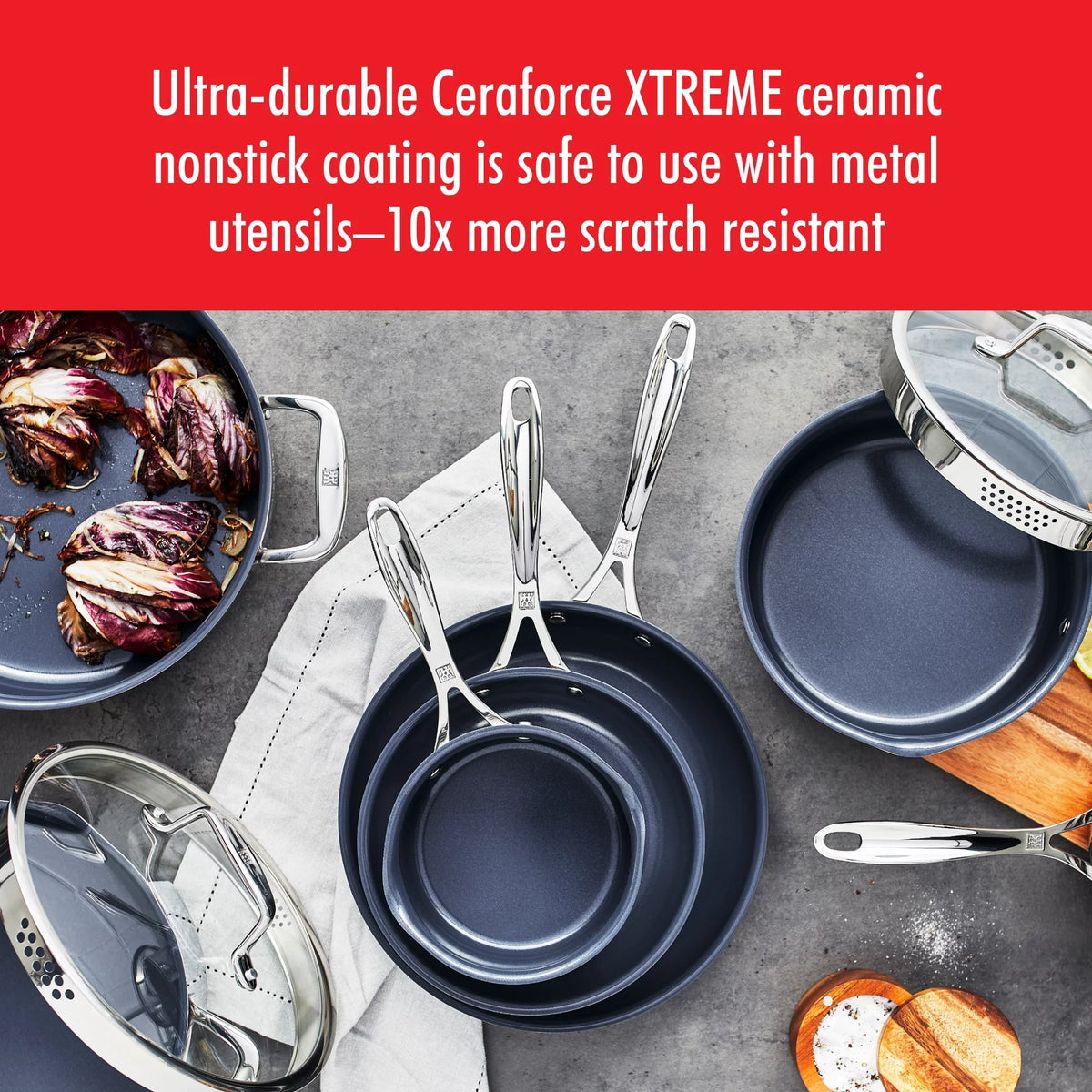 1-qt Stainless Steel Ceramic Nonstick Saucepan C8349