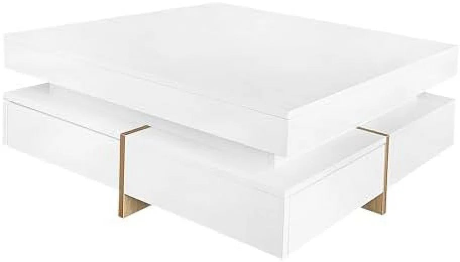 White Square Coffee Table with 4 Drawers F377857
