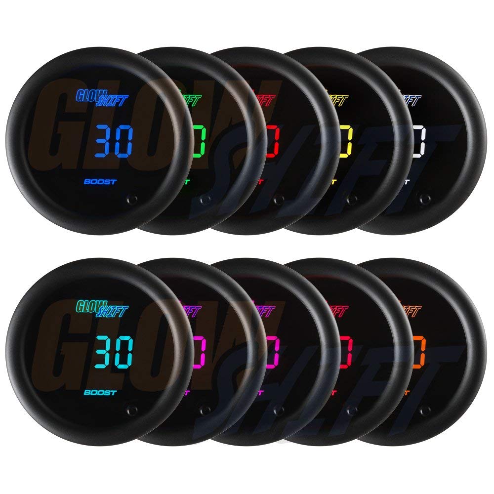 10 Color Digital 30 PSI Boost/Vacuum Gauge Kit with Electronic Pressure Sensor H819589