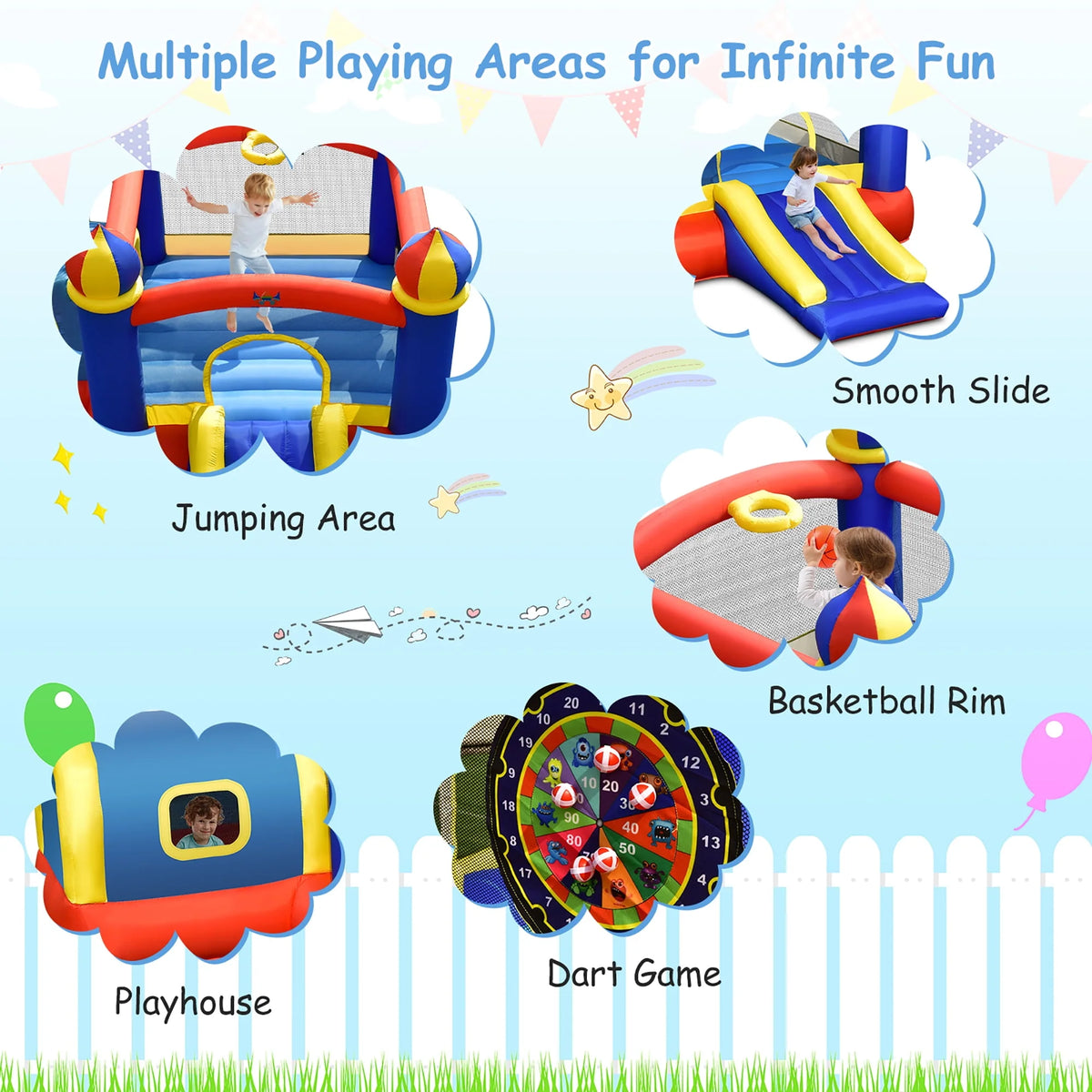 Inflatable Bounce House with Slide & Blower P86691