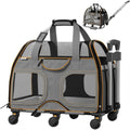 Pet Carrier with Removable Wheels and Double Telescopic Handle T948388