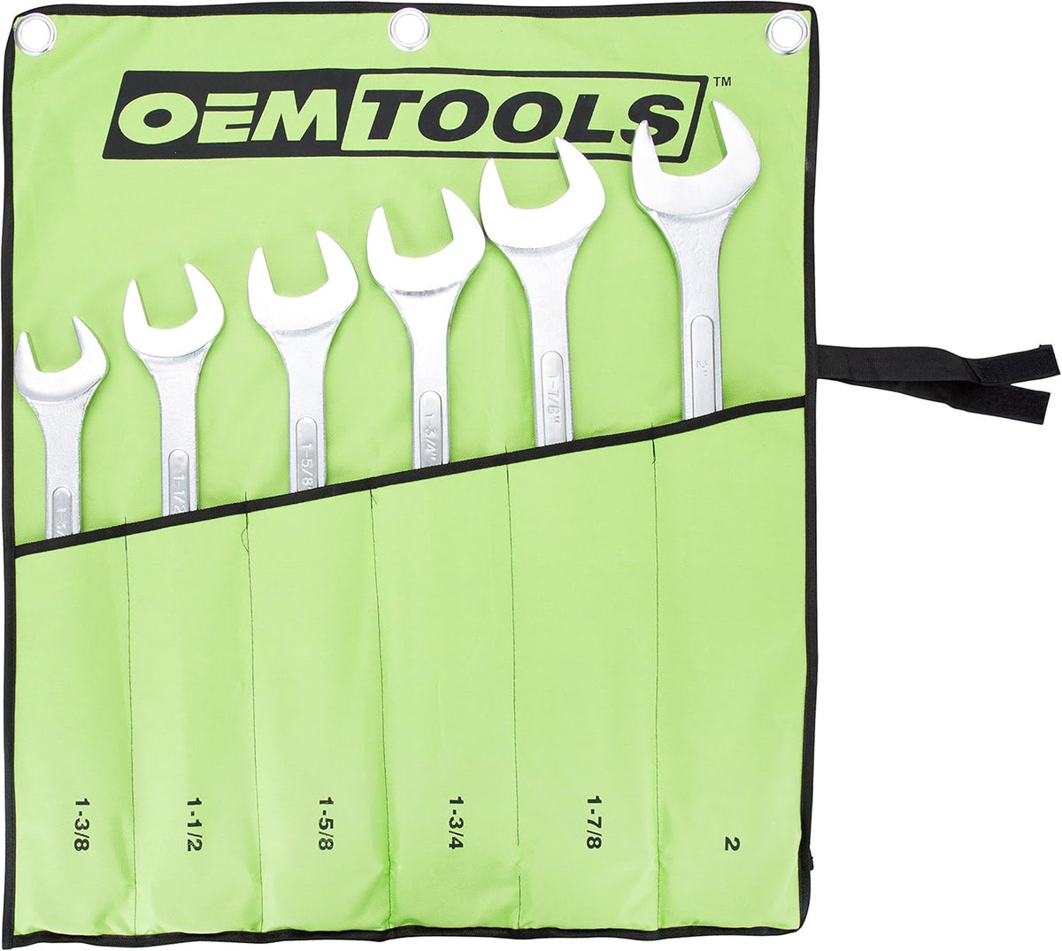 Jumbo Combination Wrench Set, SAE, 6 Piece, Green Canvas Tool Roll Included V70781