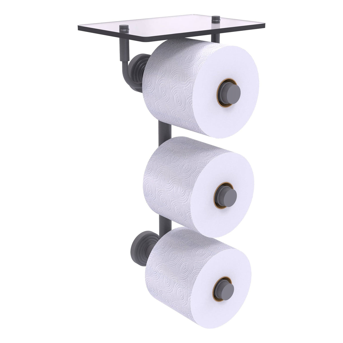 Matte Gray Wall Mount Toilet Paper Holder with Glass Shelf U15989