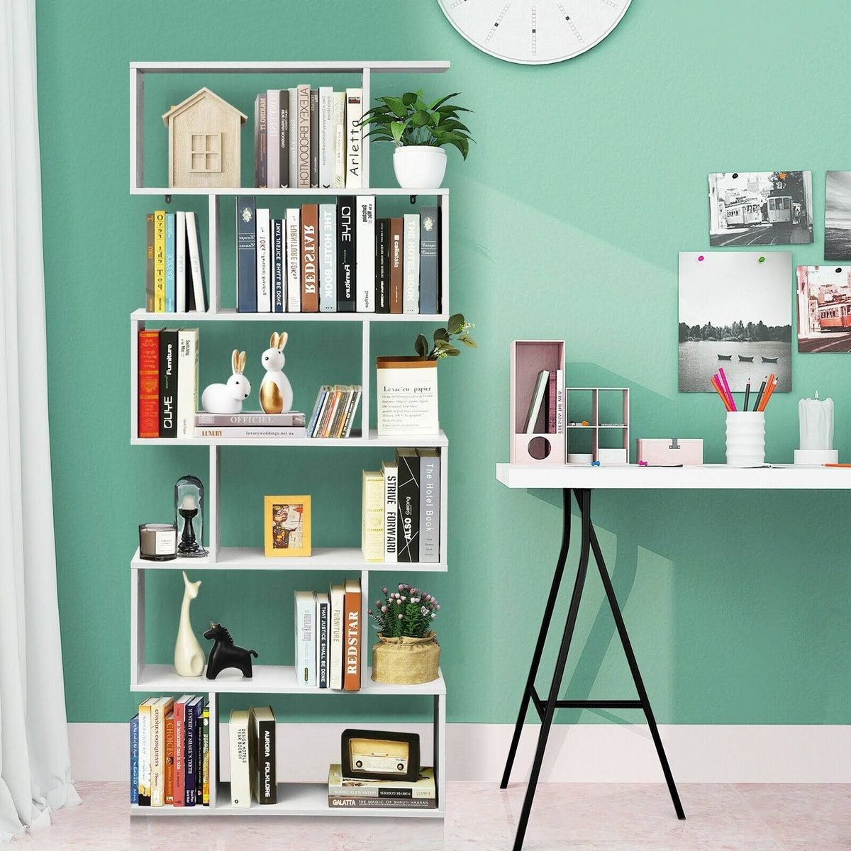 Black S-Shaped Bookshelf P60917