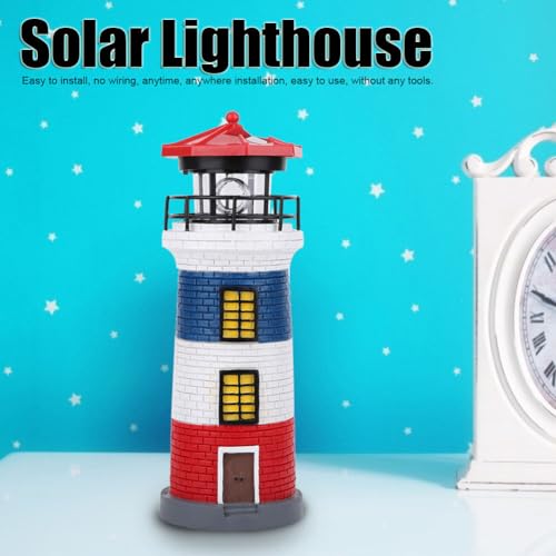 Black and White LED Solar Power Lighthouse Statue G405