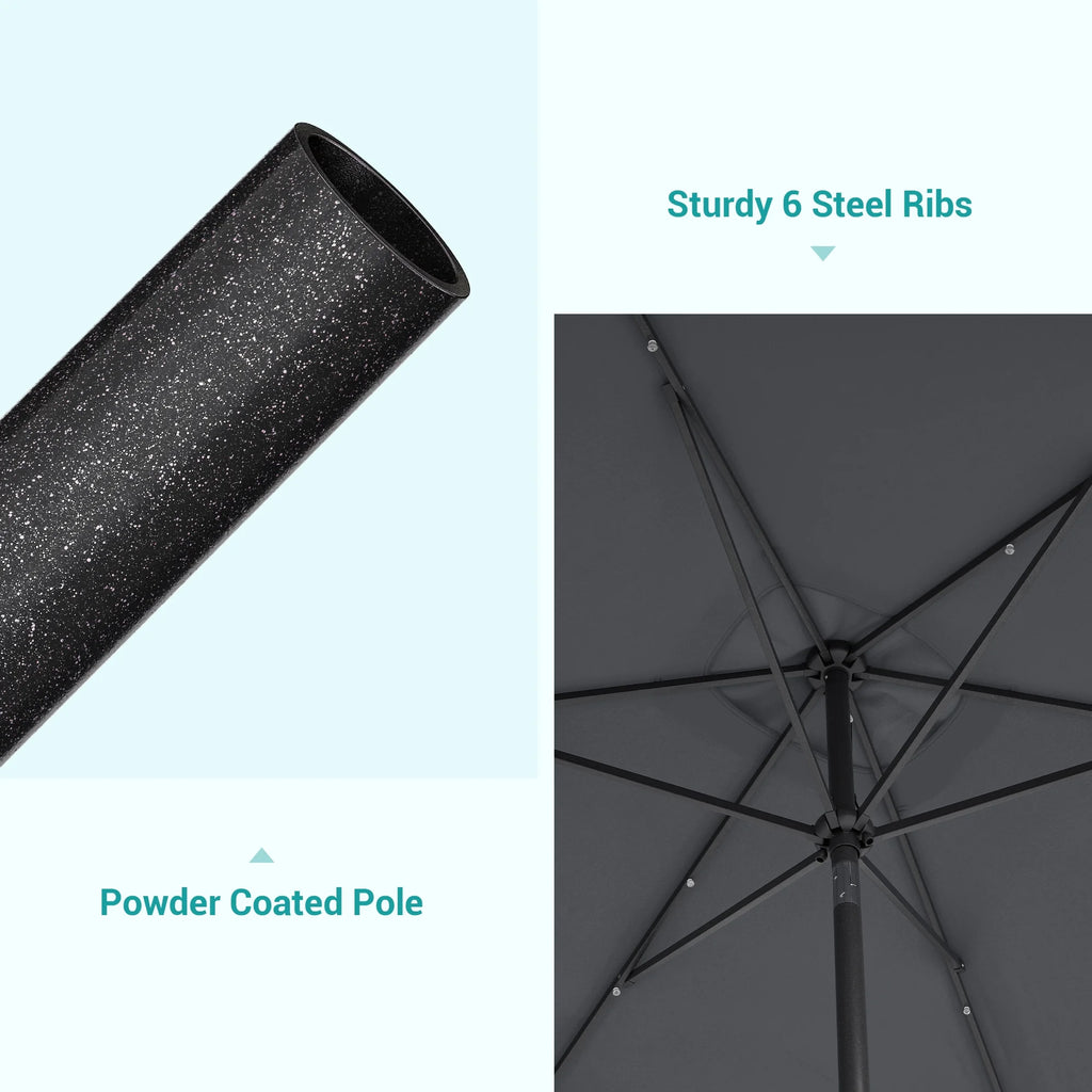 10 x 6.5ft LED Solar Patio Umbrella with Non-Fading Canopy J974