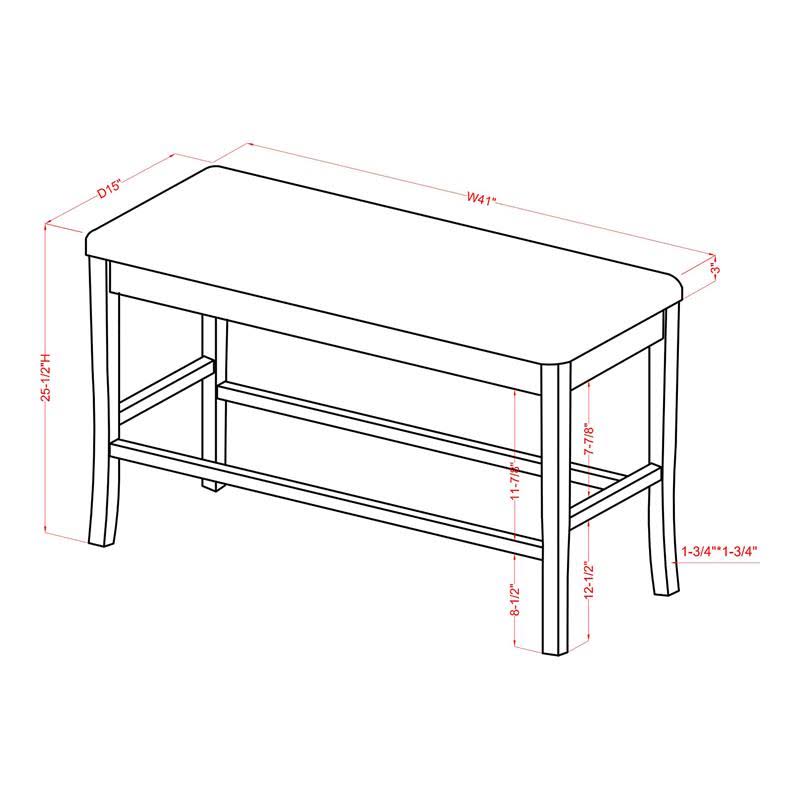 Oak Fabric Counter Height Dining Bench U8752