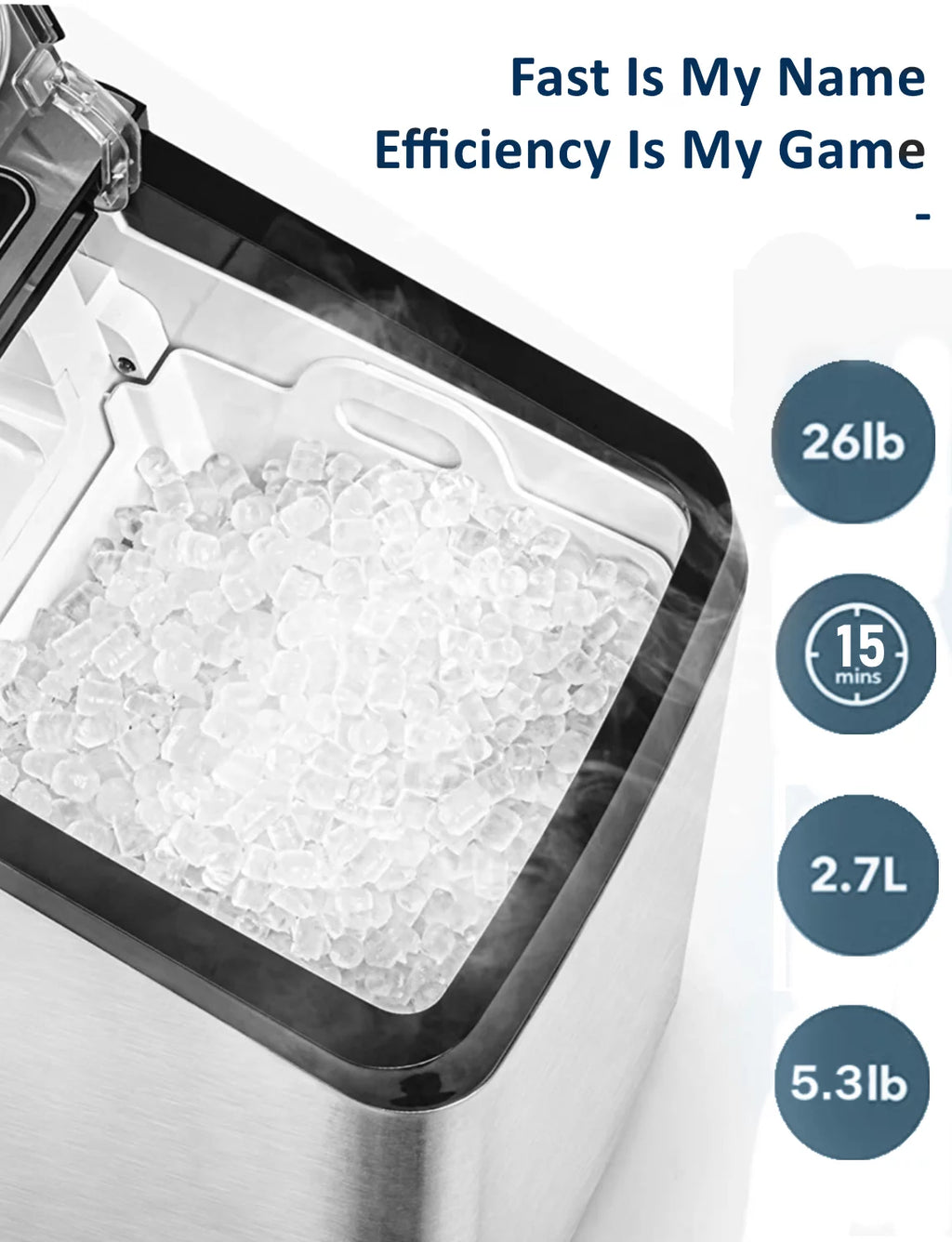 Countertop Stainless Steel Nugget Ice Maker D44245