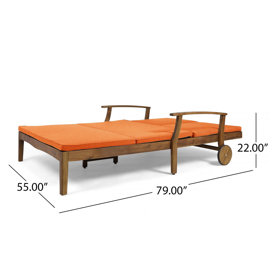 Double Chaise Lounge with Orange Cushions D759