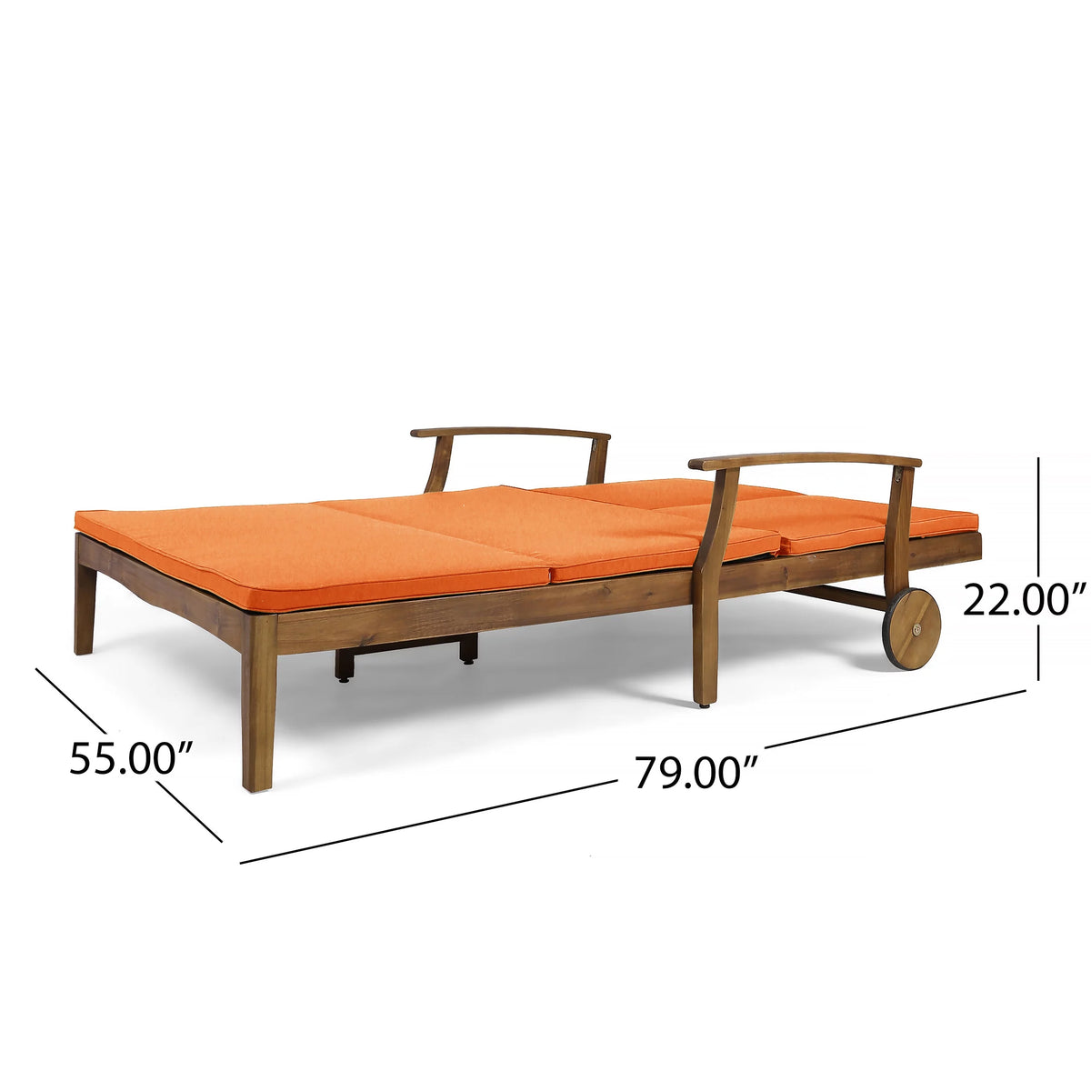 Double Chaise Lounge with Orange Cushions D759
