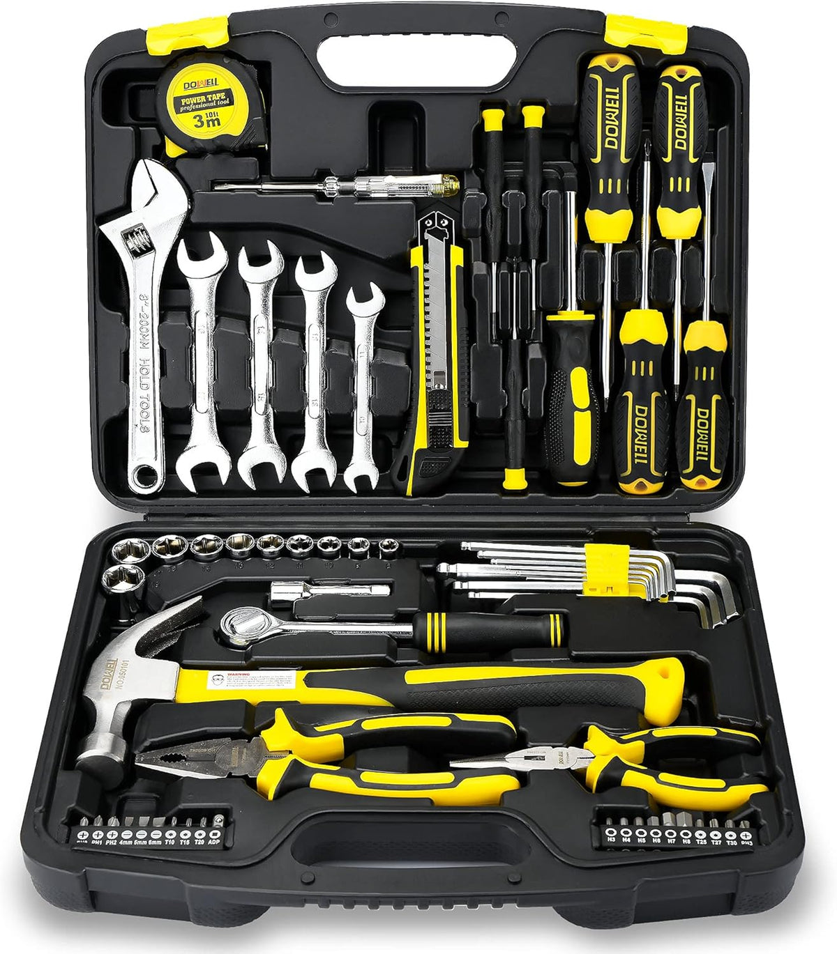 61-Piece Mechanic Tool Set with Plastic Tool Box Storage Case F27200