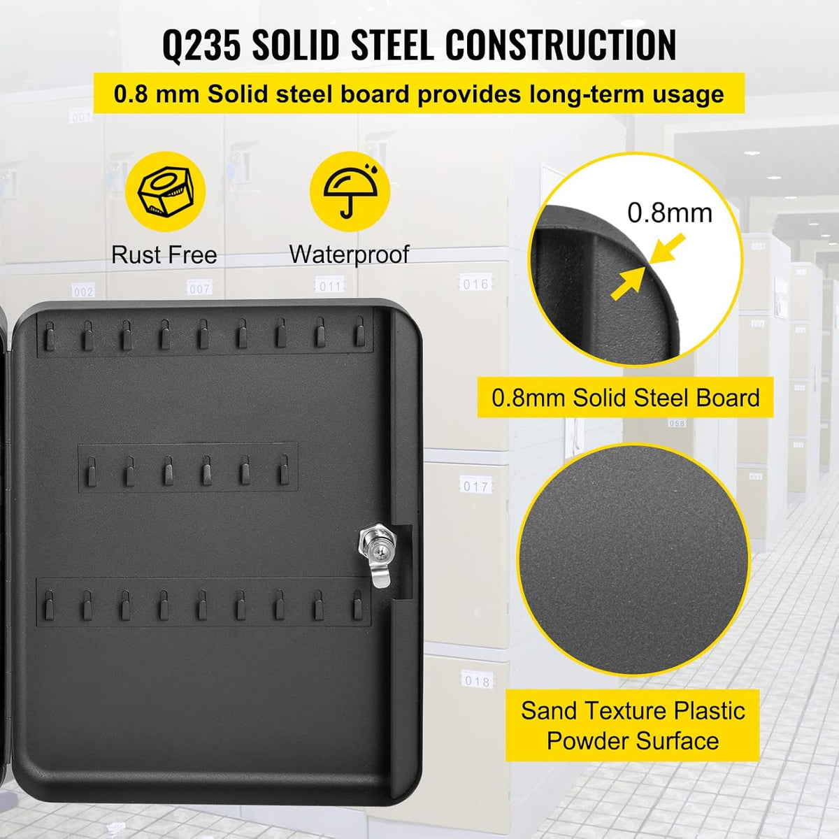 Black Steel Wall Mounted Key Cabinet with Lock (120 positions) F20175