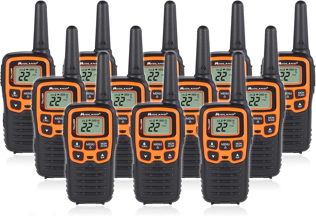 22 Channel FRS Walkie Talkie Two-Way Radio Orange/Black Pack of 6 C227