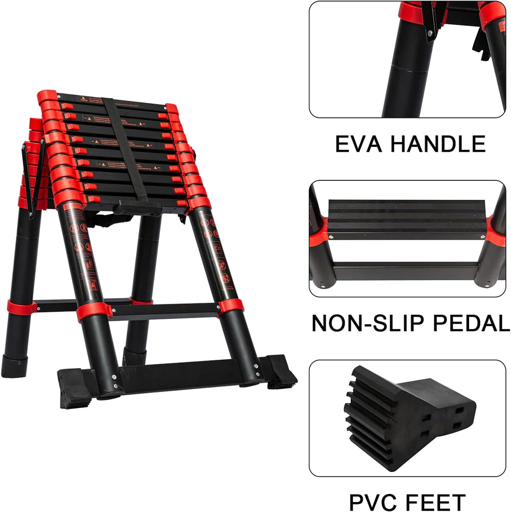 Adjustable Aluminum Telescoping Ladder, 330 lb-Capacity A765976