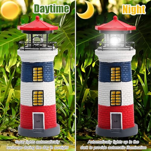 Black and White LED Solar Power Lighthouse Statue G405
