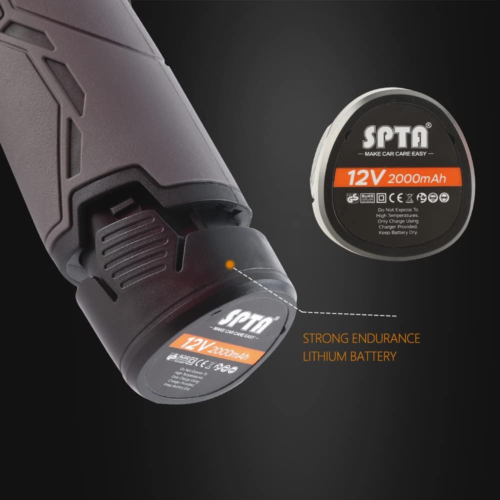 Cordless Car Buffer Polisher with 2Pcs 12V Lithium Rechargeable Battery Brushless Polisher Q18231