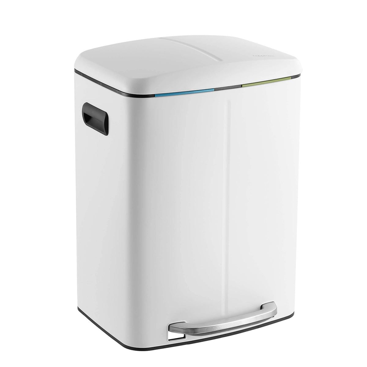 White 10.5-Gallon Double Bucket Trash Can with Lid B7382
