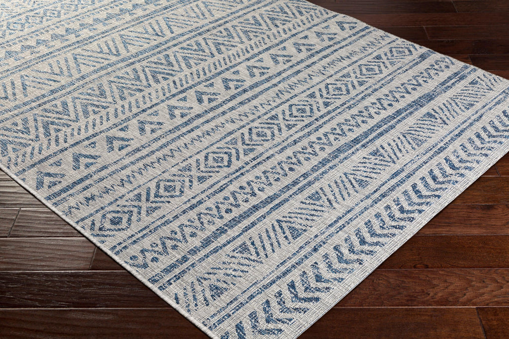 Dark Blue Oval Outdoor Area Rug I537